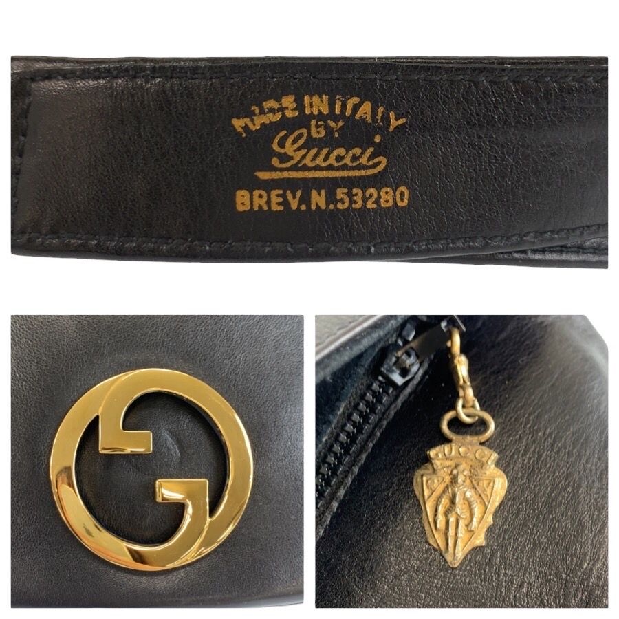 Gucci Vintage Interlocking Black Gold Leather Shoulder — view 3