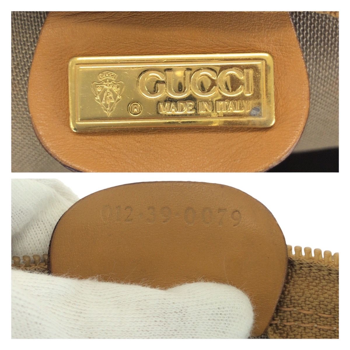 Gucci Vintage Sherry Line Micro GG Beige Gold Leather Boston — view 4