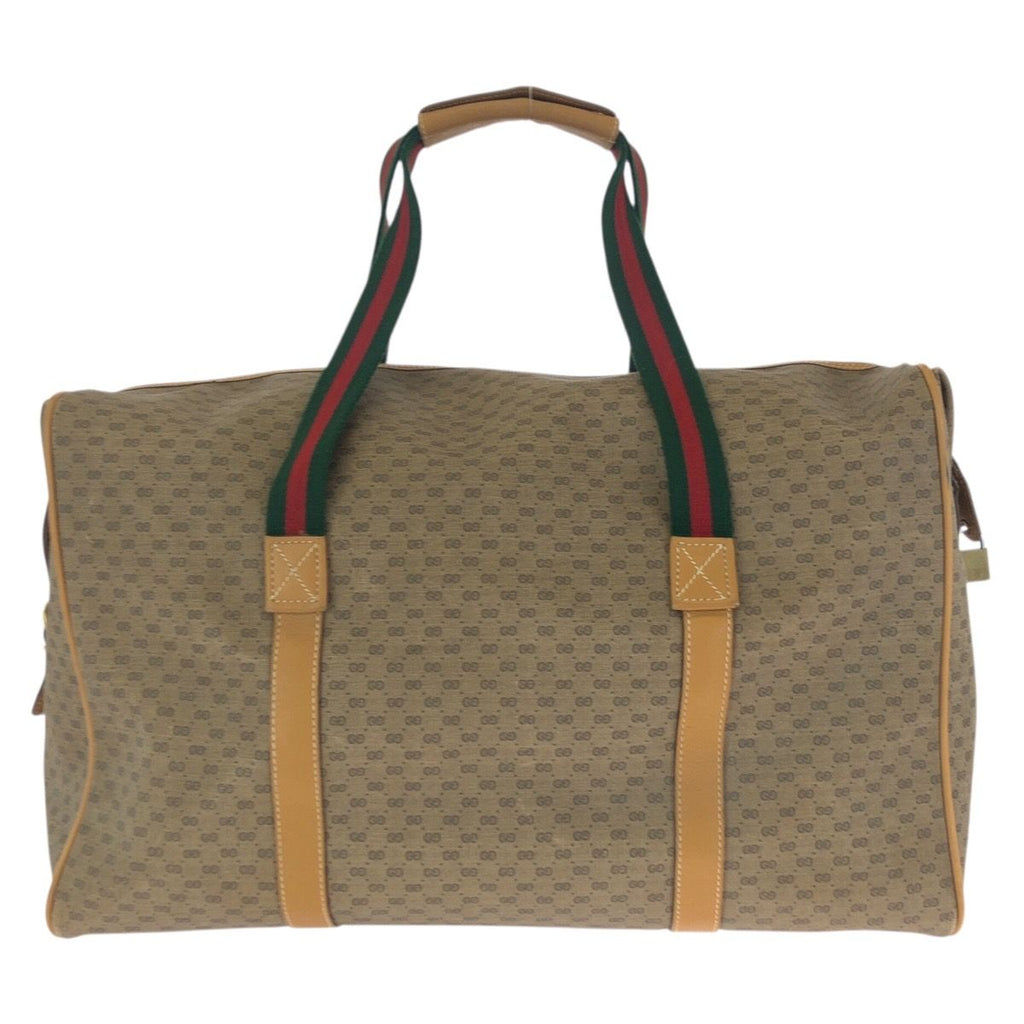 Gucci Vintage Sherry Line Micro GG Beige Gold Leather Boston — view 2