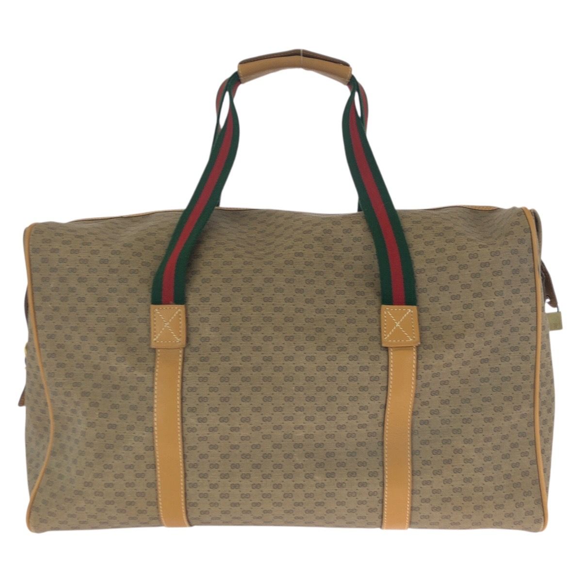 Gucci Vintage Sherry Line Micro GG Beige Gold Leather Boston — view 2