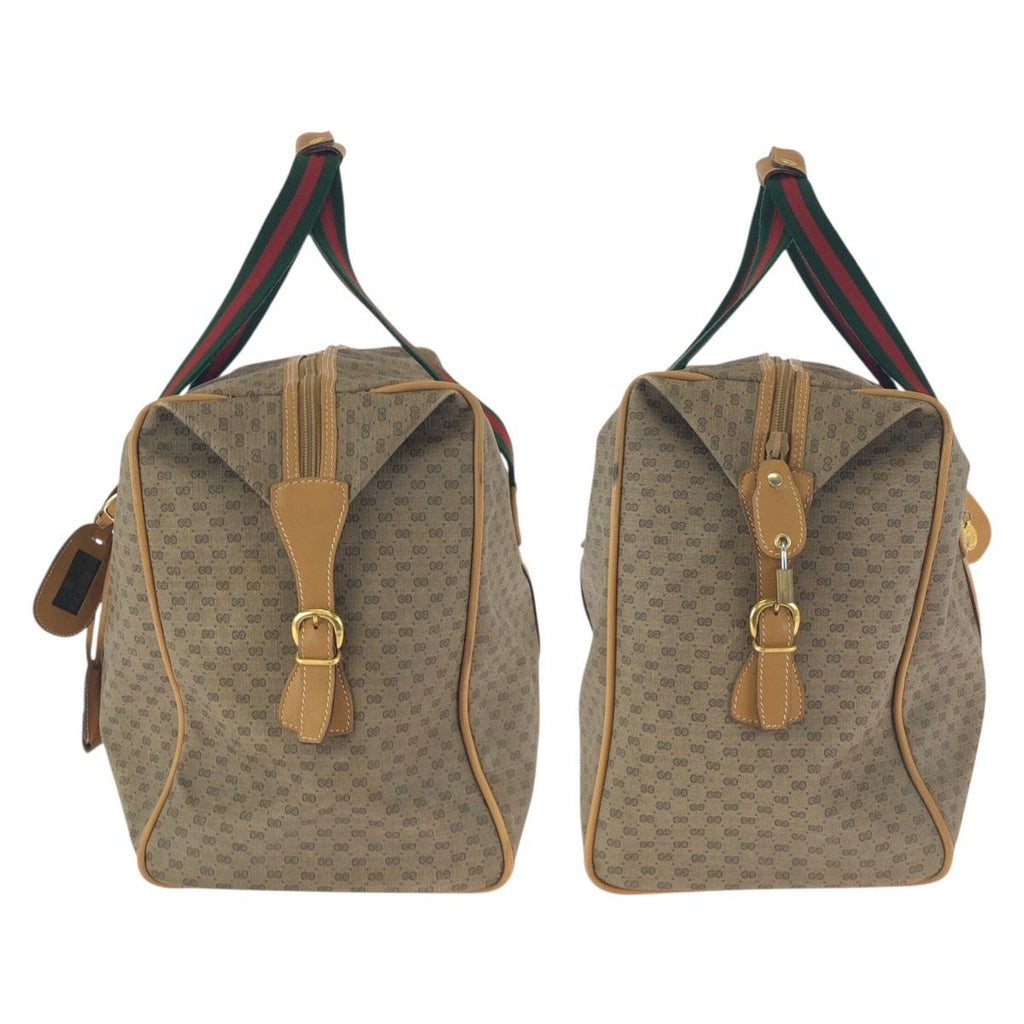 Gucci Vintage Sherry Line Micro GG Beige Gold Leather Boston — view 8