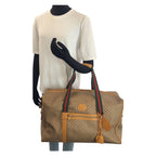 Gucci Vintage Sherry Line Micro GG Beige Gold Leather Boston — view 7