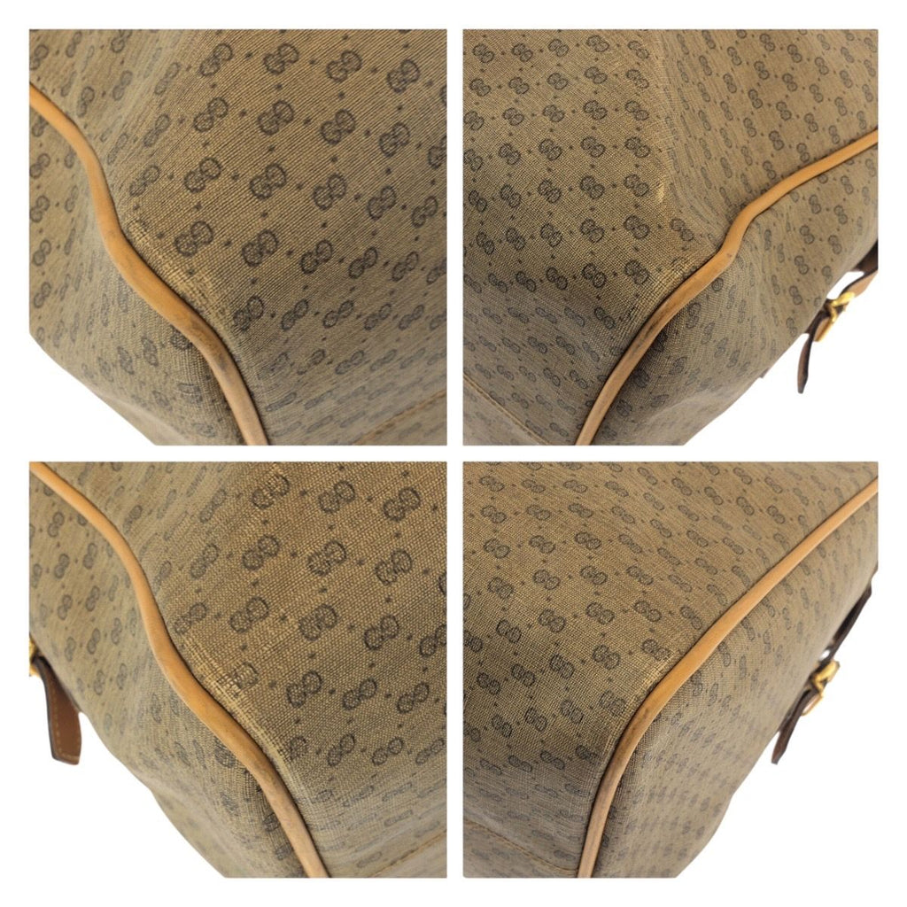 Gucci Vintage Sherry Line Micro GG Beige Gold Leather Boston — view 3