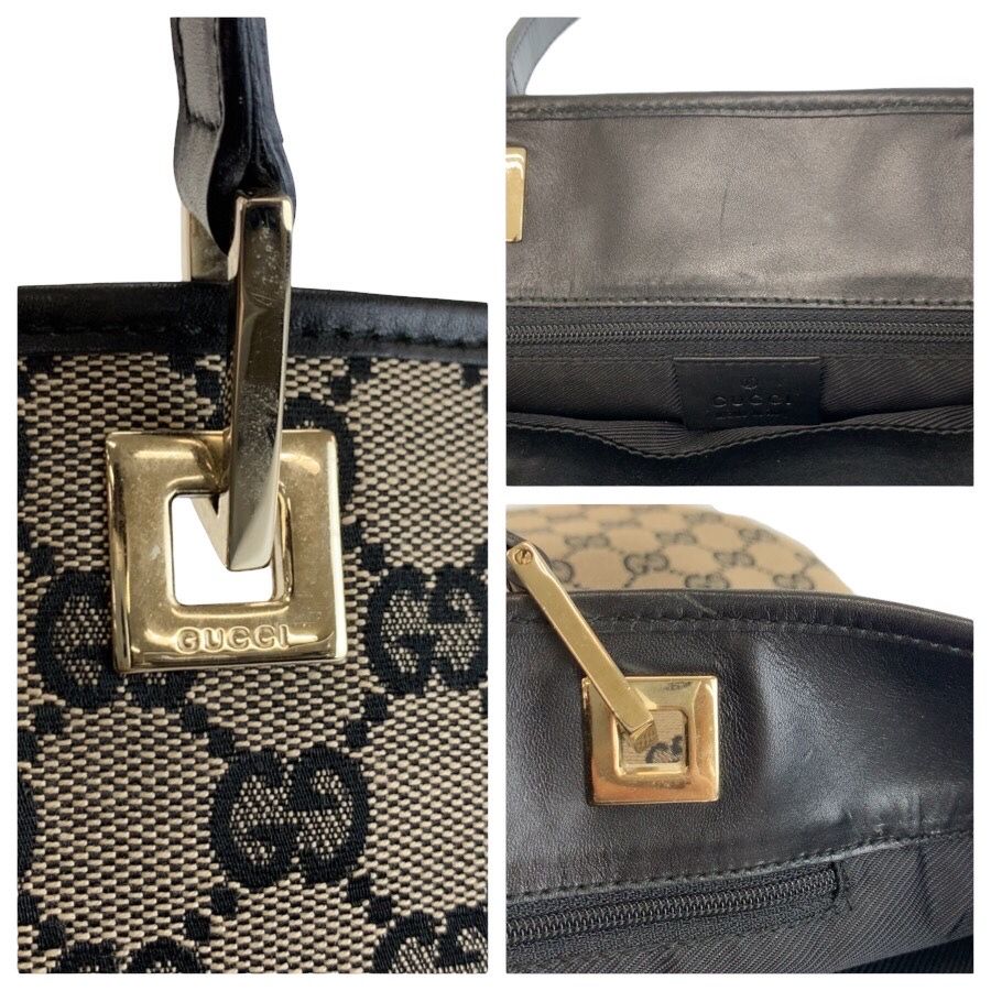 Gucci Black Gold GG Canvas Leather 002 Tote Shoulder — view 5