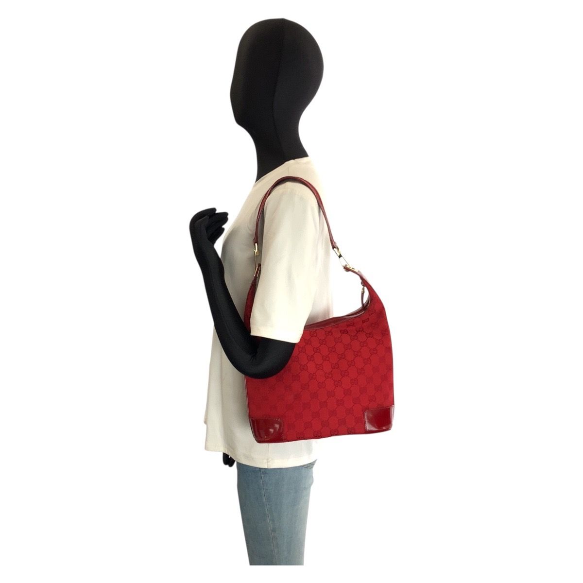 Gucci Red Gold GG Canvas Enamel 001 Hobo Shoulder — view 8