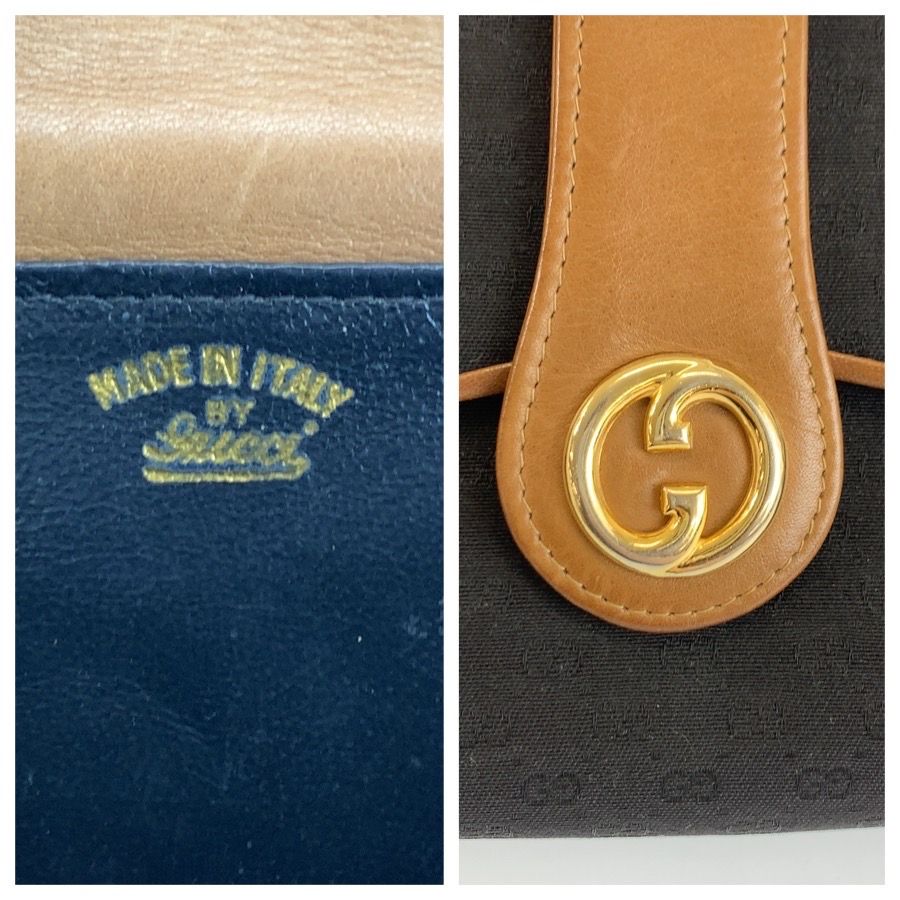 Gucci Vintage Micro GG Black Brown Gold Canvas Chain Shoulder — view 3