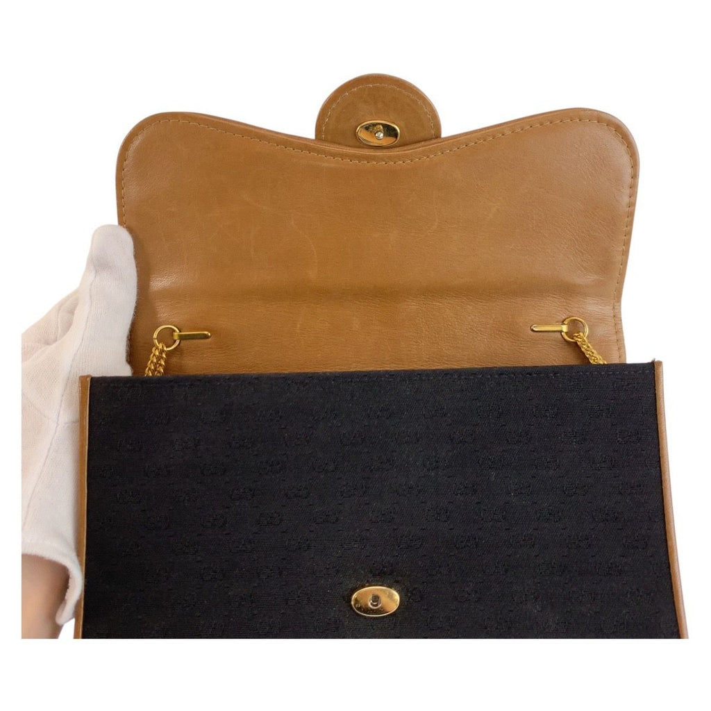 Gucci Vintage Micro GG Black Brown Gold Canvas Chain Shoulder — view 8