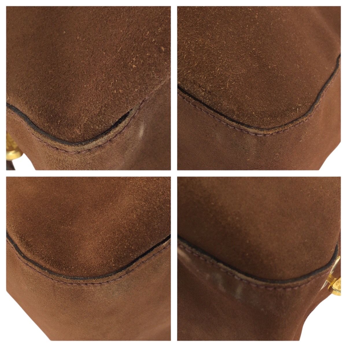 Prada Brown Gold Suede Boston — view 4