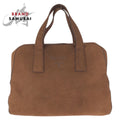 Prada Brown Gold Suede Boston