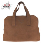 Prada Brown Gold Suede Boston
