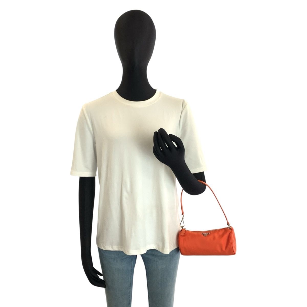 Prada Tessuto Orange Silver Nylon Handbag Pouch — view 6