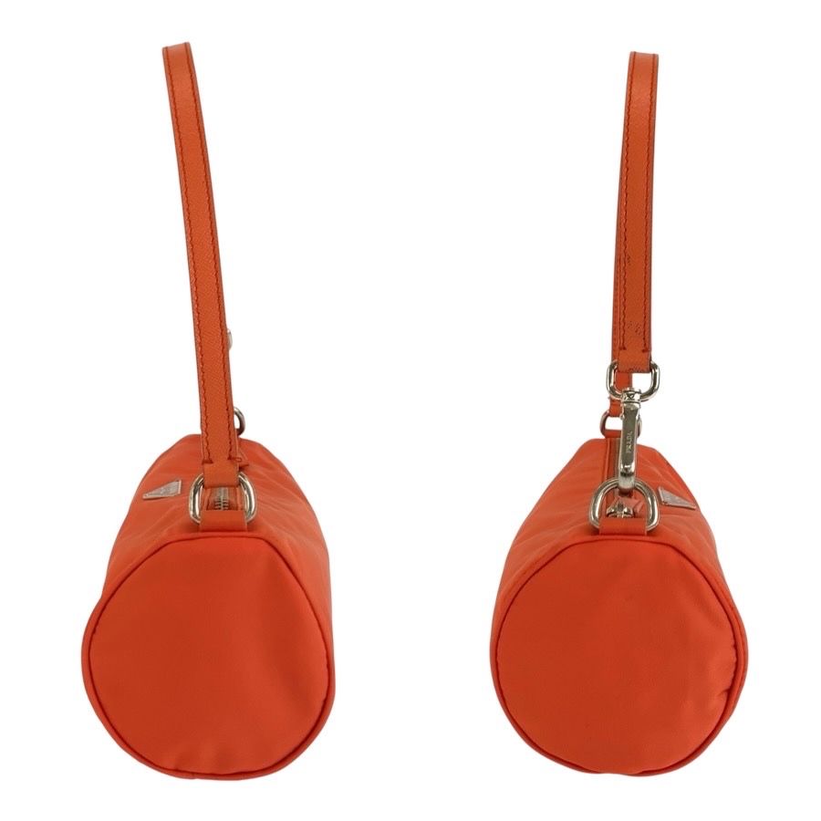 Prada Tessuto Orange Silver Nylon Handbag Pouch — view 7
