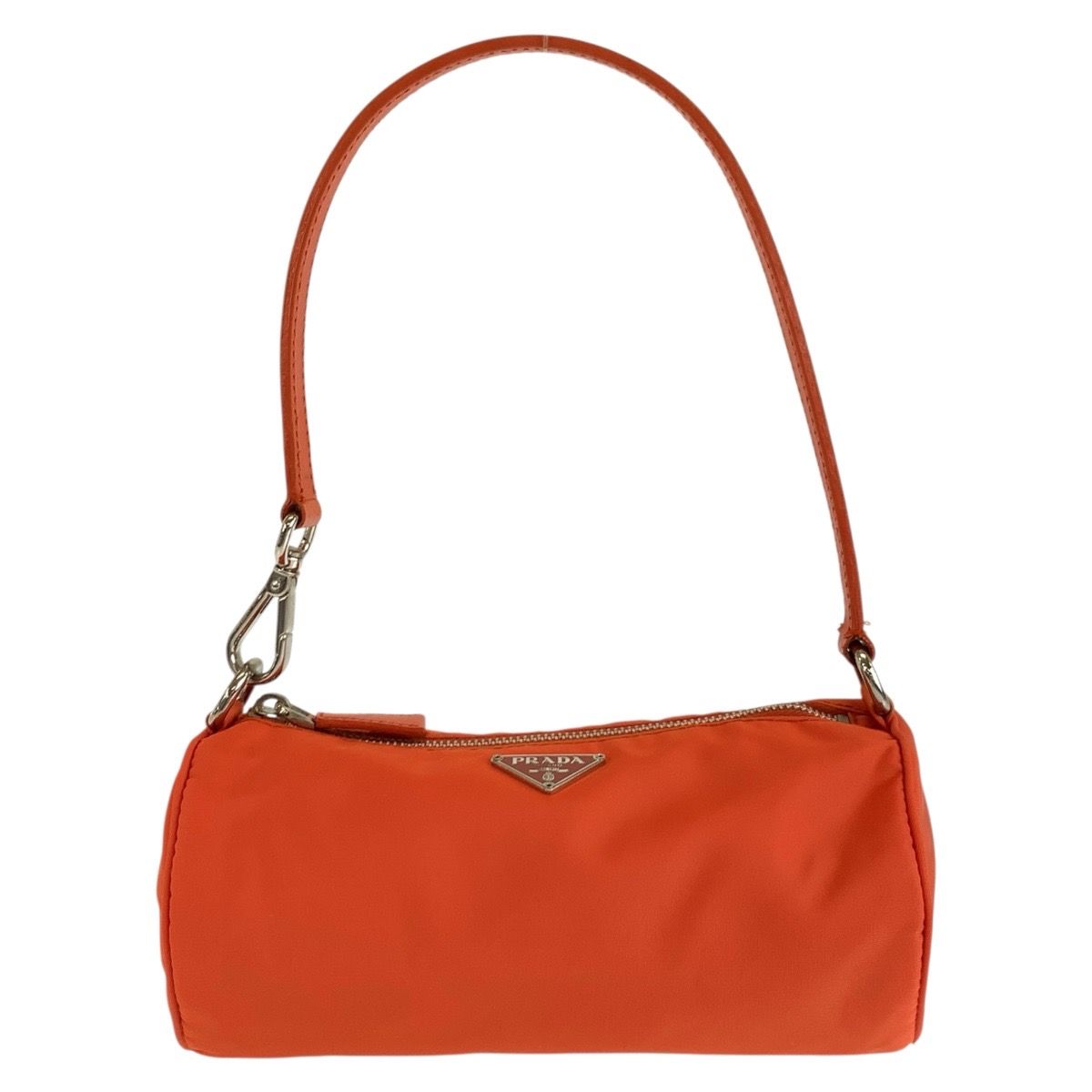 Prada Tessuto Orange Silver Nylon Handbag Pouch