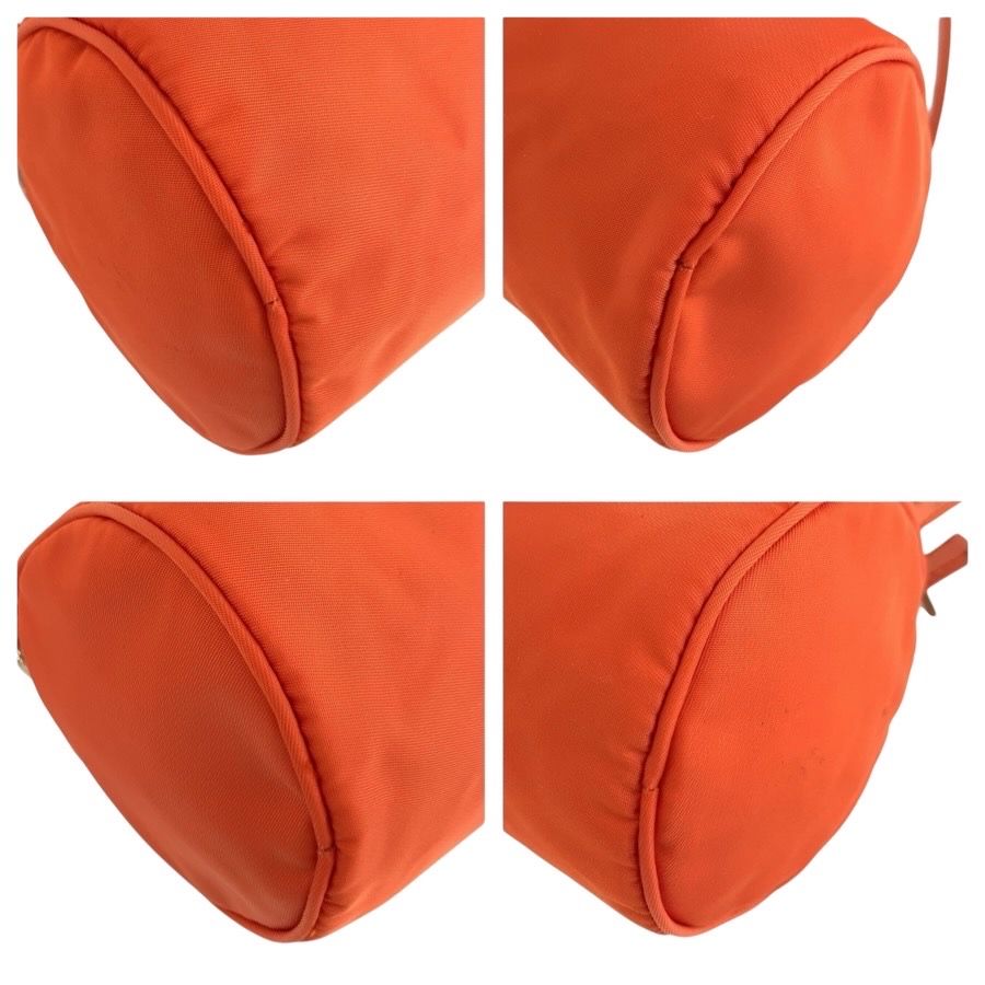Prada Tessuto Orange Silver Nylon Handbag Pouch — view 4