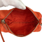 Prada Tessuto Orange Silver Nylon Handbag Pouch — view 8