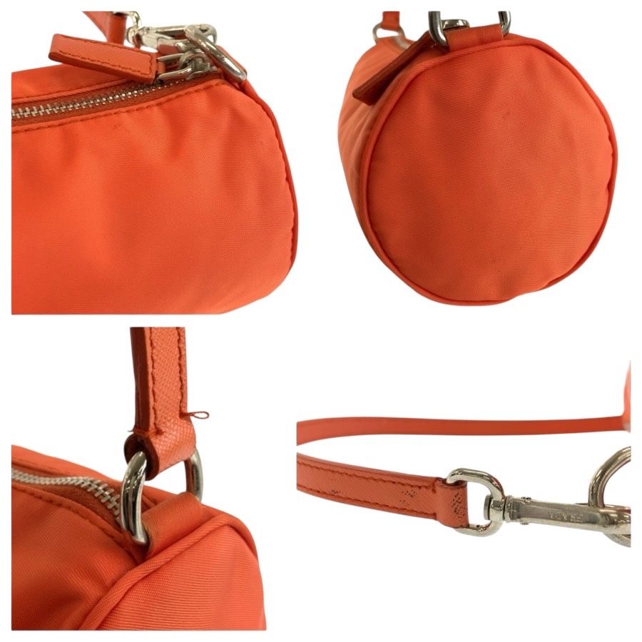 Prada Tessuto Orange Silver Nylon Handbag Pouch — view 5
