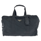 Prada Tessuto Saffiano Black Nylon Leather Boston