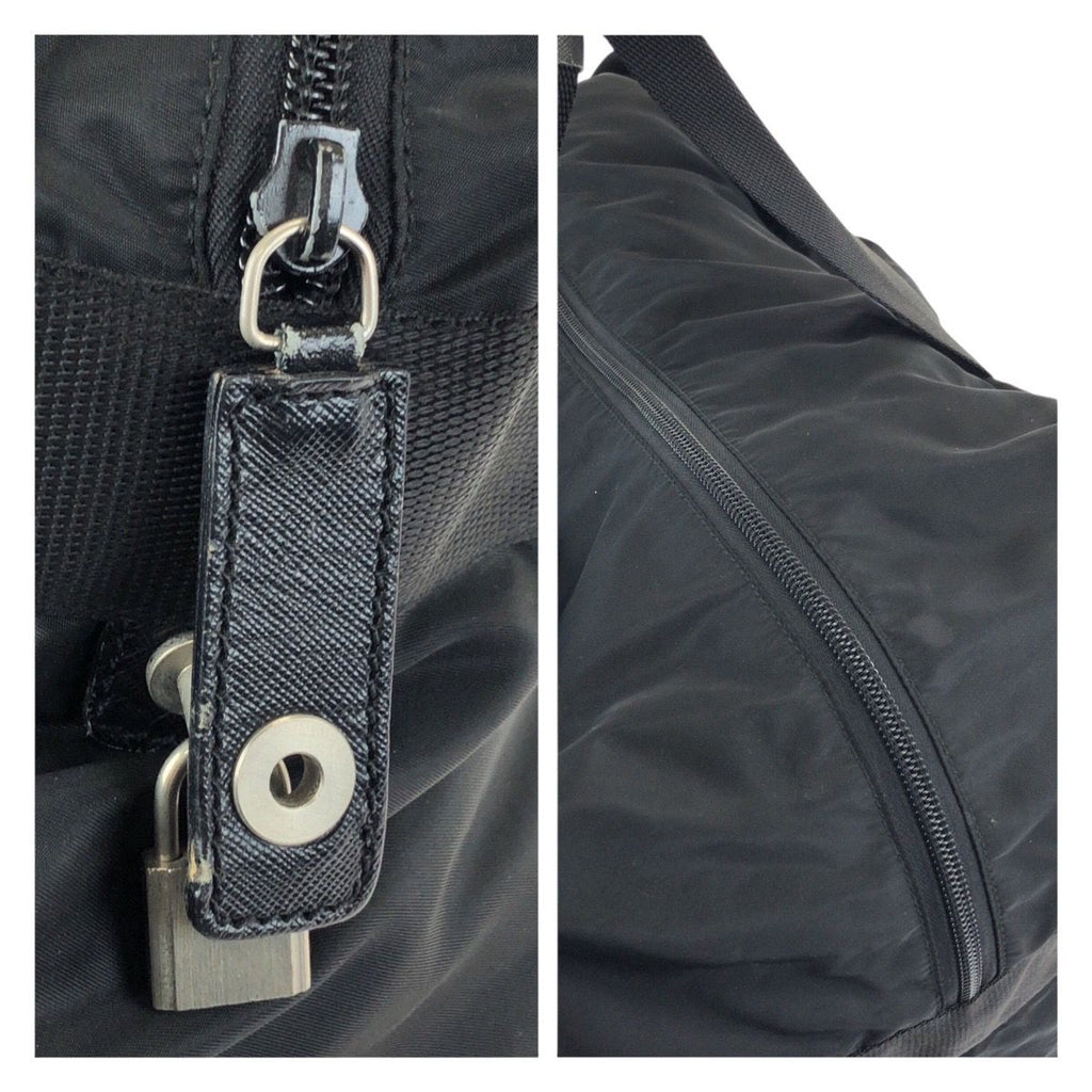 Prada Tessuto Saffiano Black Nylon Leather Boston — view 6