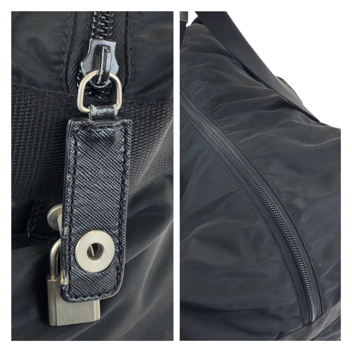 Prada Tessuto Saffiano Black Nylon Leather Boston — view 6