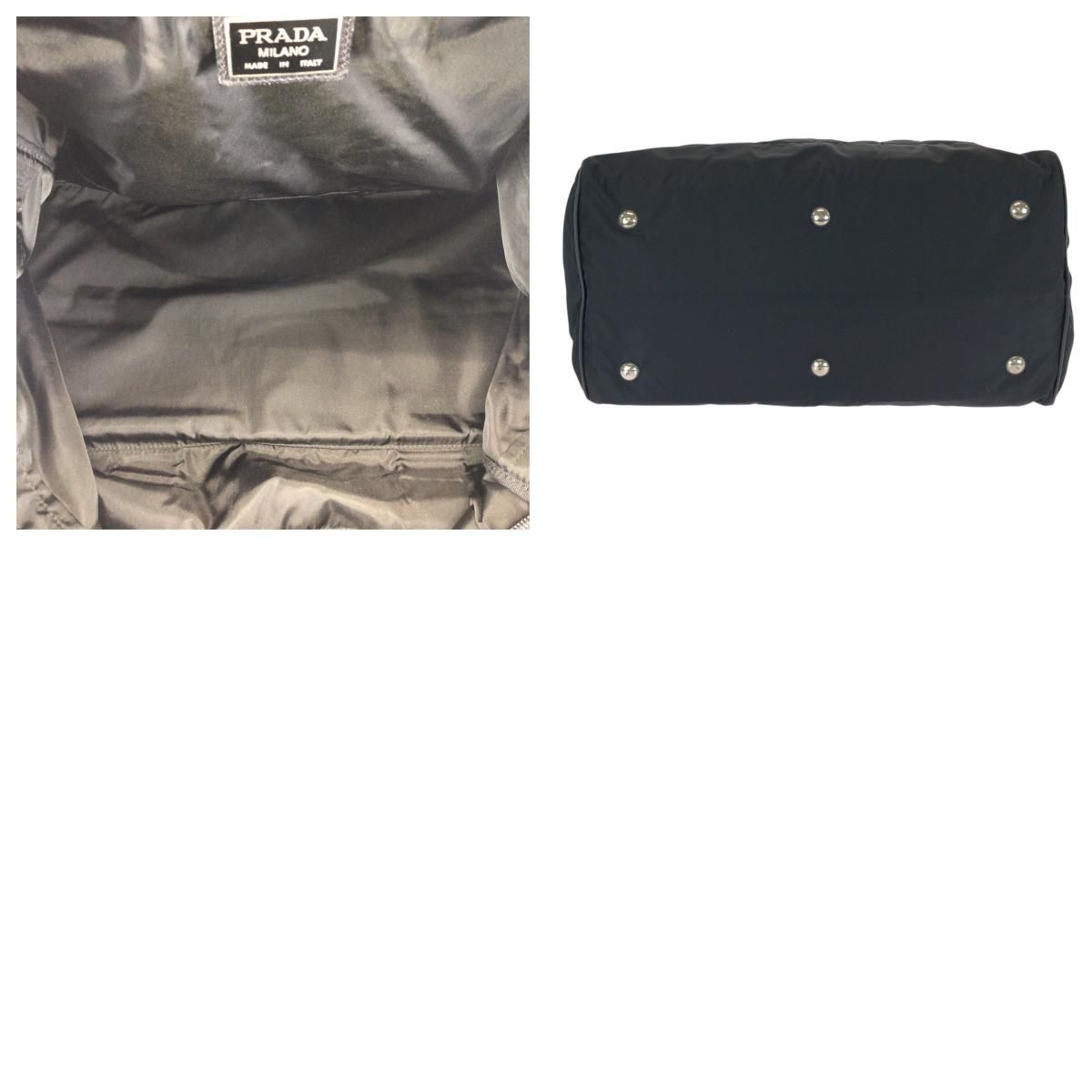 Prada Tessuto Saffiano Black Nylon Leather Boston — view 9