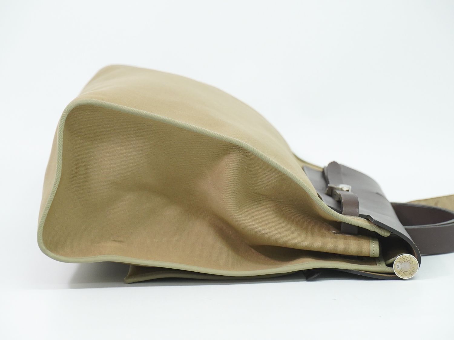 Hermes Herbag Zip MM 2-Way Shoulder Bag Canvas Leather Beige Brown — view 4