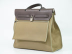 Hermes Herbag Zip MM 2-Way Shoulder Bag Canvas Leather Beige Brown — view 2