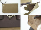 Hermes Herbag Zip MM 2-Way Shoulder Bag Canvas Leather Beige Brown — view 9