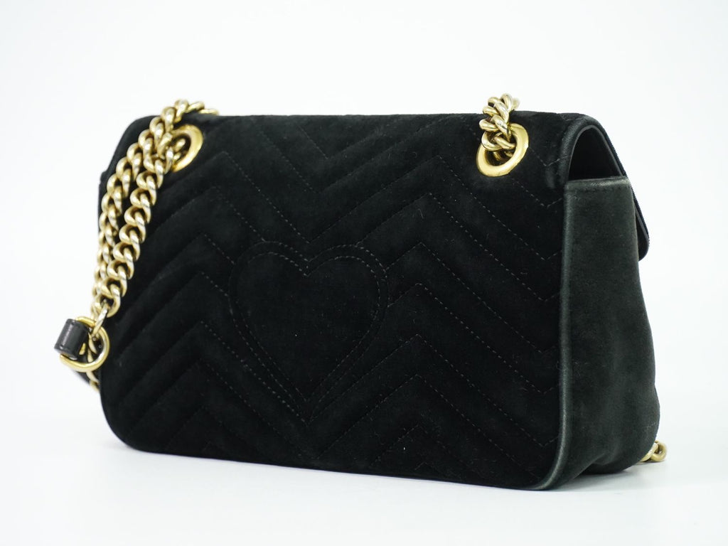 Gucci GG Marmont Chain Shoulder Bag Pochette Velvet Black — view 2