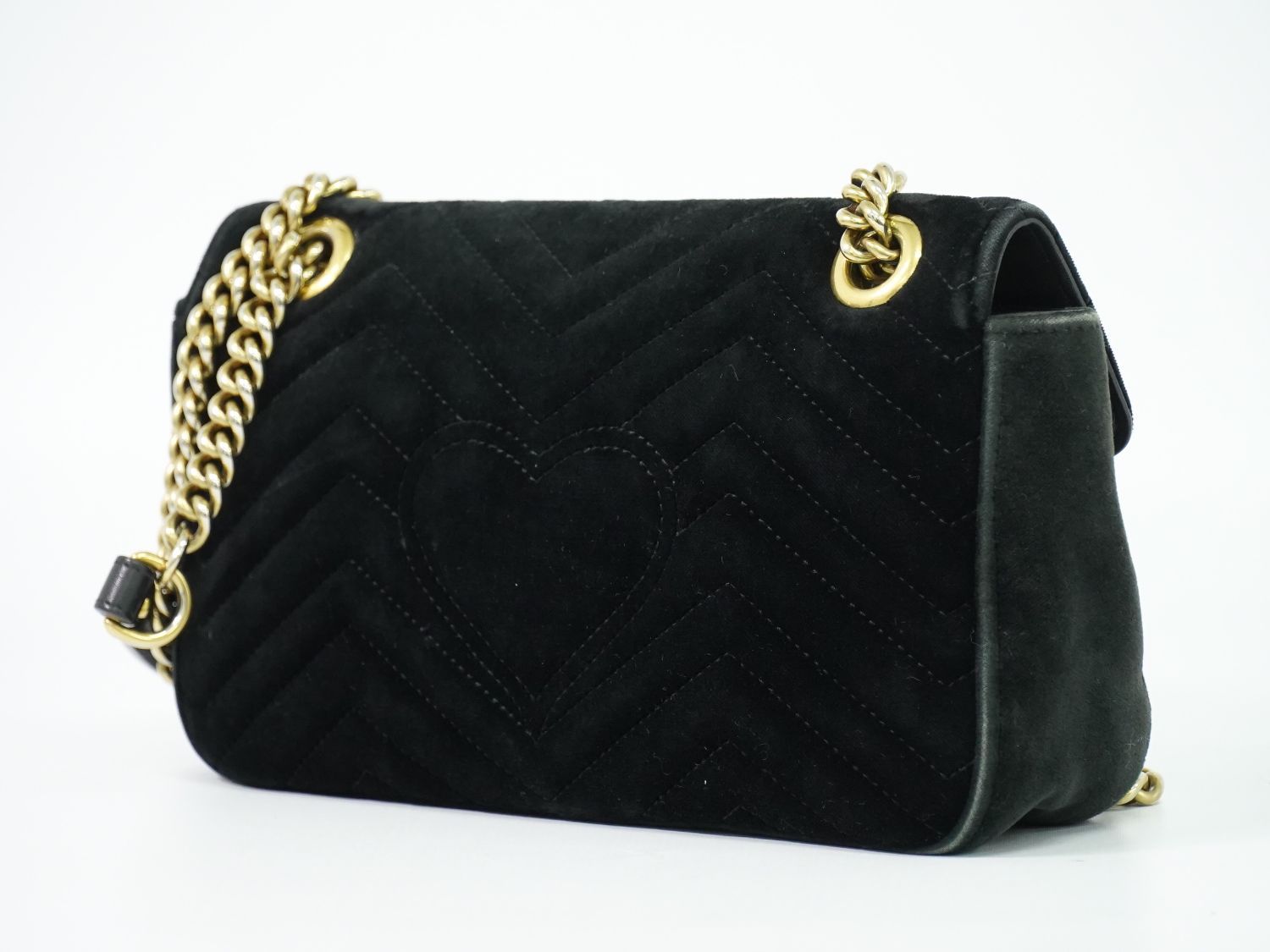 Gucci GG Marmont Chain Shoulder Bag Pochette Velvet Black — view 2