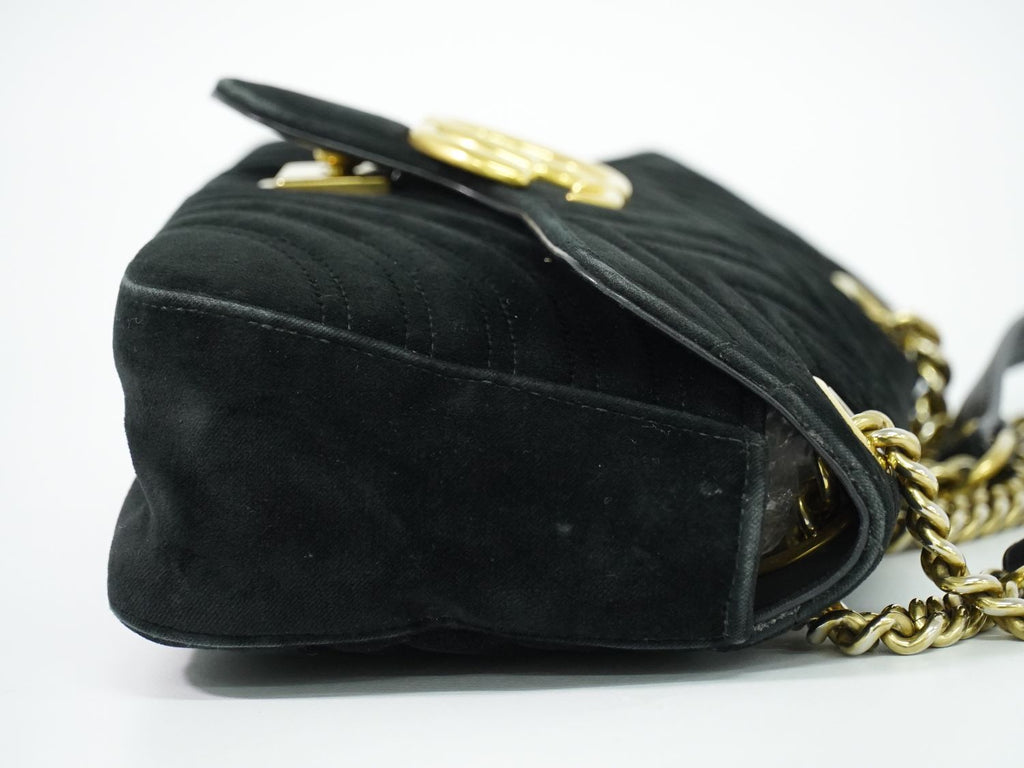 Gucci GG Marmont Chain Shoulder Bag Pochette Velvet Black — view 4
