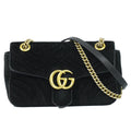 Gucci GG Marmont Chain Shoulder Bag Pochette Velvet Black