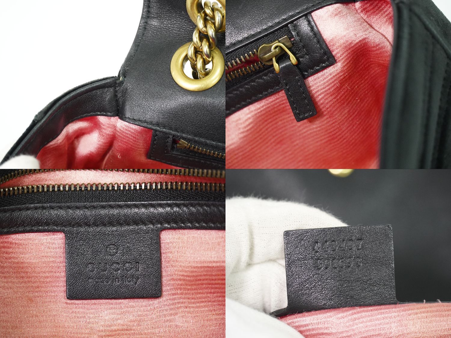 Gucci GG Marmont Chain Shoulder Bag Pochette Velvet Black — view 9