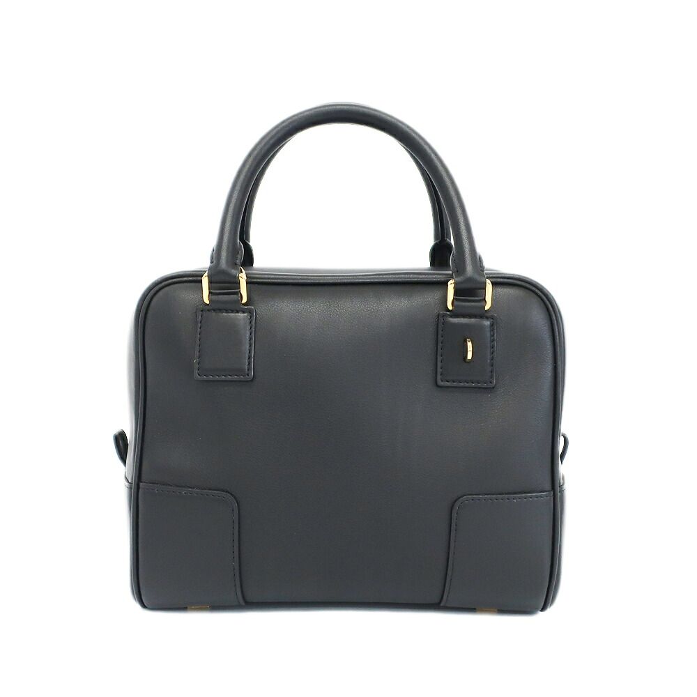 Loewe Ten Amazona 19 Square 2-Way Shoulder Bag Black Gold Leather Anagram Logo