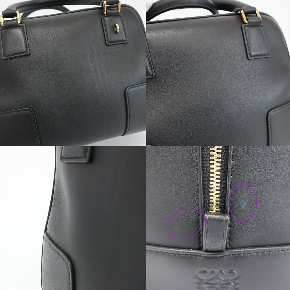 Loewe Ten Amazona 19 Square 2-Way Shoulder Bag Black Gold Leather Anagram Logo — view 8