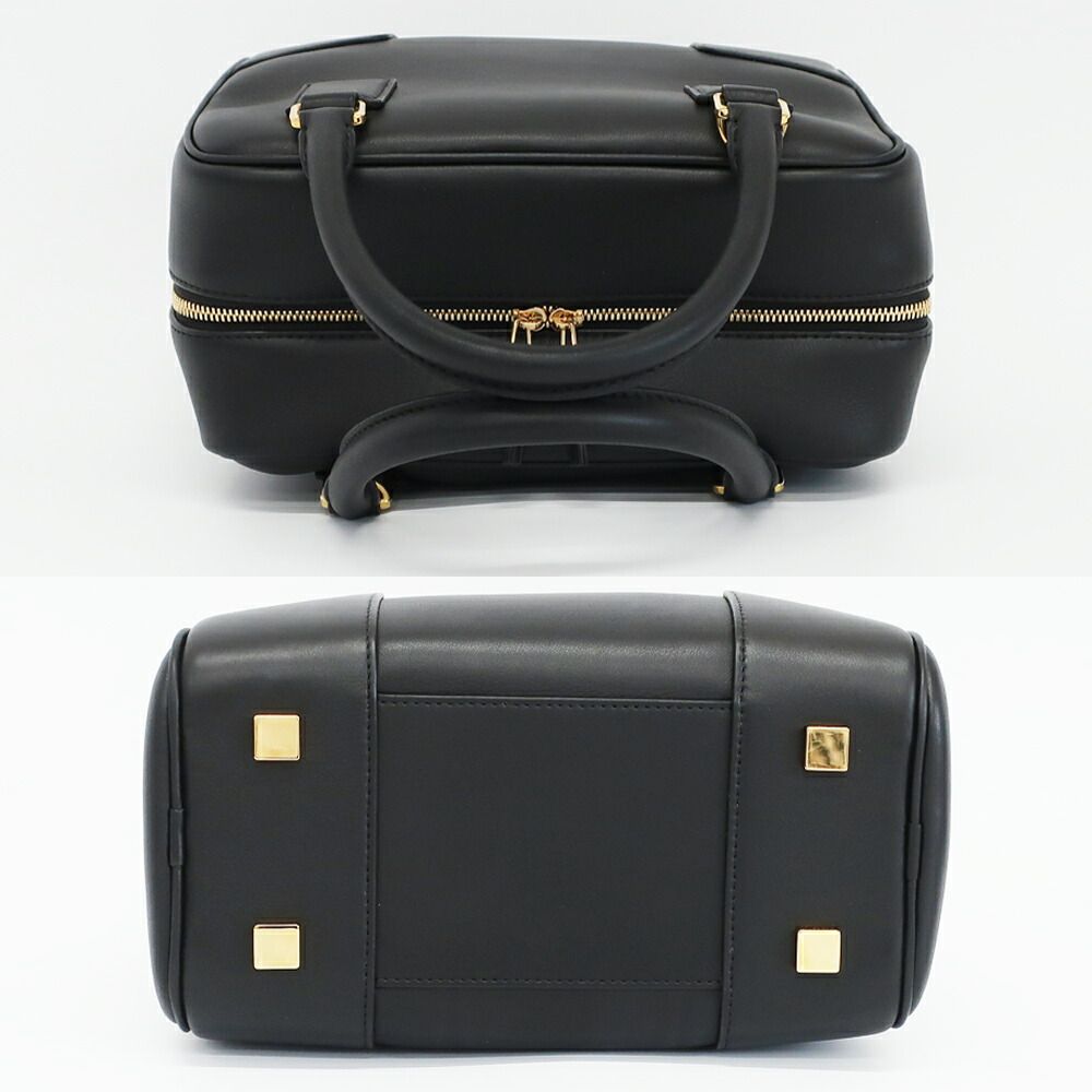 Loewe Ten Amazona 19 Square 2-Way Shoulder Bag Black Gold Leather Anagram Logo — view 3
