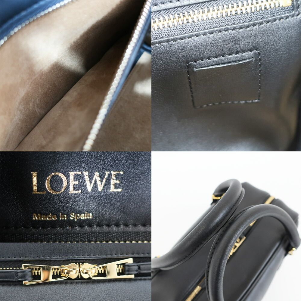 Loewe Ten Amazona 19 Square 2-Way Shoulder Bag Black Gold Leather Anagram Logo — view 7