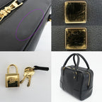 Loewe Ten Amazona 19 Square 2-Way Shoulder Bag Black Gold Leather Anagram Logo — view 9