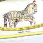 Hermes Carre 90 Grand Apala Cream Gold Multicolor Silk Scarf — view 7