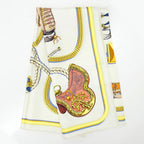 Hermes Carre 90 Grand Apala Cream Gold Multicolor Silk Scarf — view 9