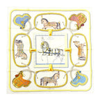 Hermes Carre 90 Grand Apala Cream Gold Multicolor Silk Scarf