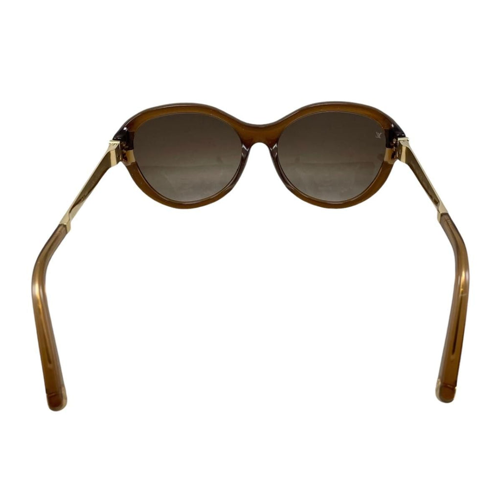 Louis Vuitton Sunglasses Petit Spucson Cat Eye Logo Lame Black Brown Gold — view 4
