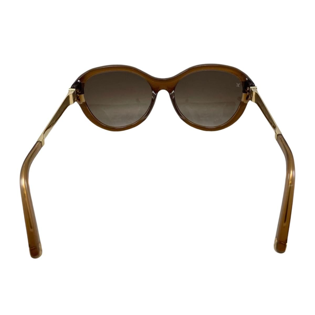 Louis Vuitton Sunglasses Petit Spucson Cat Eye Logo Lame Black Brown Gold — view 4