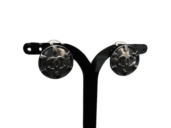 Chanel Earrings CC Logo Silver Metal Clip on