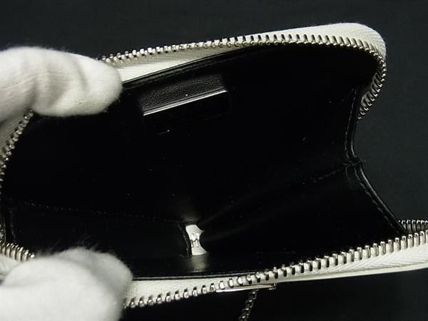 Prada Shoulder Bag Triangle Logo Ivory Leather Chain Pouch Silver — view 4