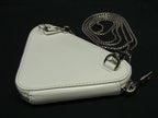 Prada Shoulder Bag Triangle Logo Ivory Leather Chain Pouch Silver — view 3