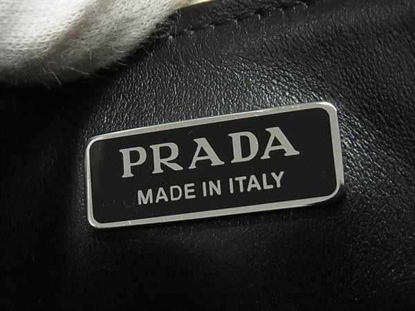 Prada Shoulder Bag Triangle Logo Ivory Leather Chain Pouch Silver — view 5