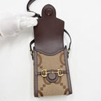 Gucci Shoulder Bag Jumbo GG Brown Beige Canvas Leather Horsebit Gold — view 8