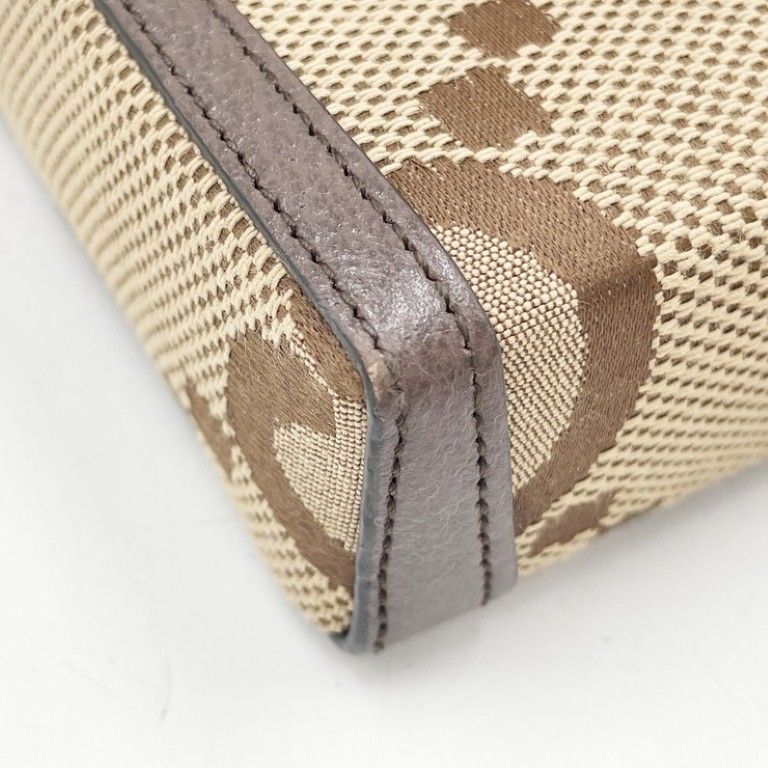 Gucci Shoulder Bag Jumbo GG Brown Beige Canvas Leather Horsebit Gold — view 4