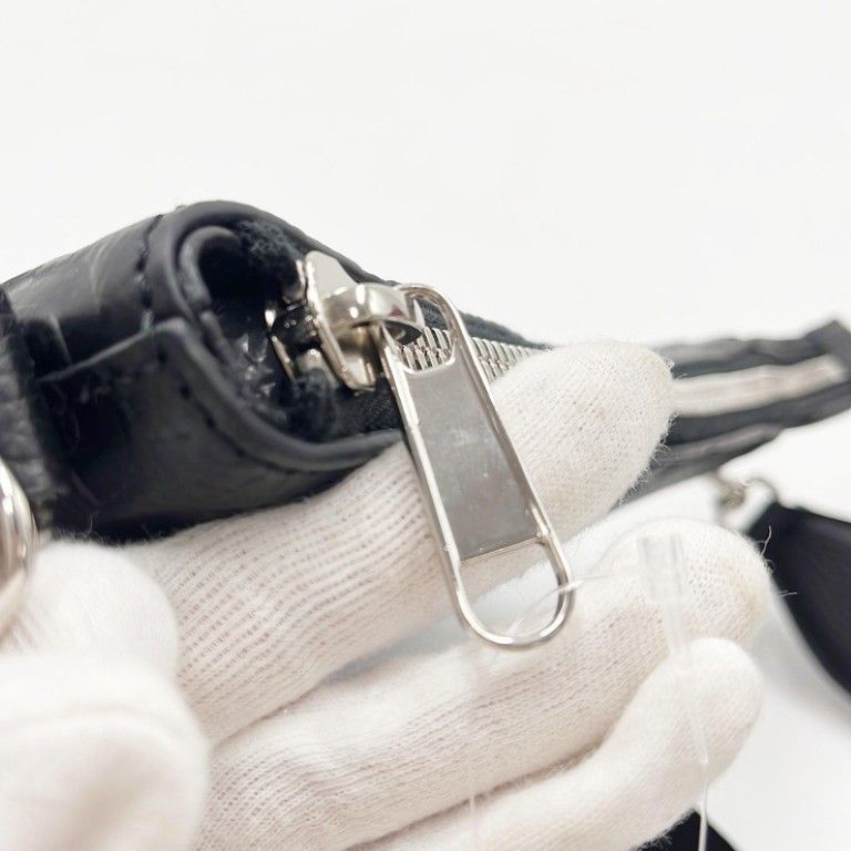 Gucci Shoulder Bag Jumbo GG Black Leather 2-Way Silver — view 7