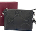 Gucci Shoulder Bag Jumbo GG Black Leather 2-Way Silver
